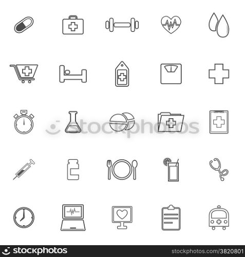 Health line icons on white background, stock vector