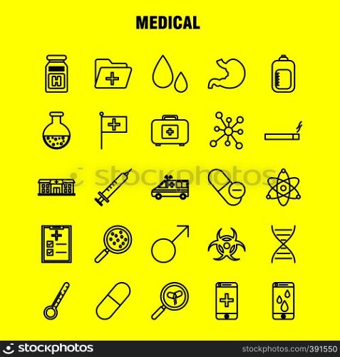 Health Line Icons Set For Infographics, Mobile UX/UI Kit And Print Design. Include: Syringe, Medical, Medicine, Hospital, Stethoscope, Medical, Medicine, Doctor, Eps 10 - Vector