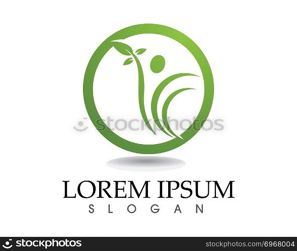 Health logo template and symbols leaf green