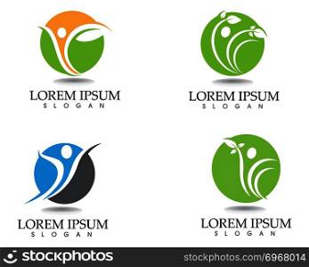 Health logo template and symbols leaf green