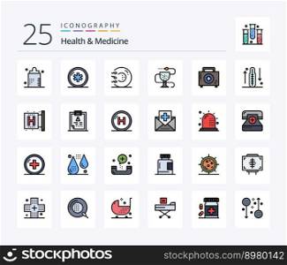 Health   Medicine 25 Line Filled icon pack including health. disease. medical. medicine. form