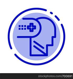 Health, Mental, Medical, Mind Blue Dotted Line Line Icon