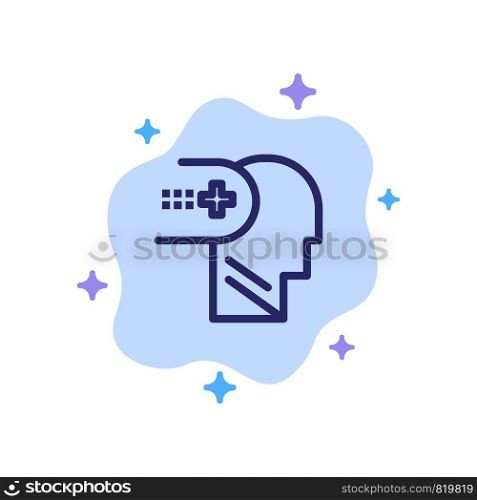 Health, Mental, Medical, Mind Blue Icon on Abstract Cloud Background