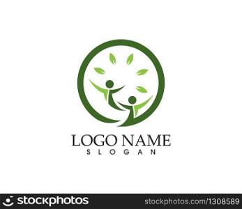 Health people leaf logo vector template