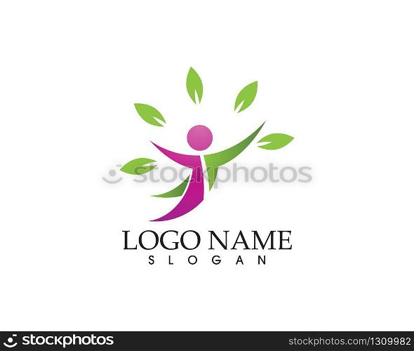 Health people leaf logo vector template