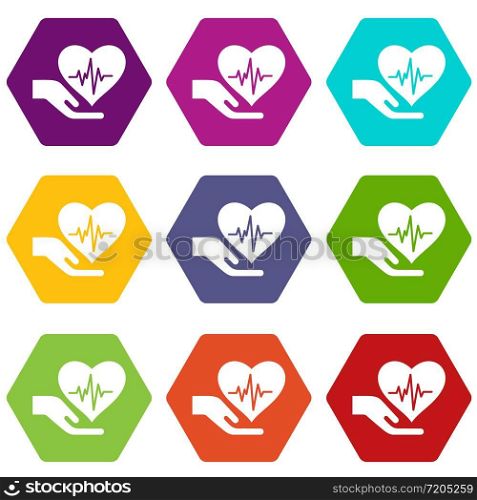 Health protection icons 9 set coloful isolated on white for web. Health protection icons set 9 vector
