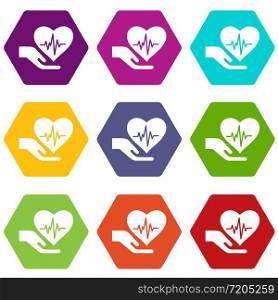 Health protection icons 9 set coloful isolated on white for web. Health protection icons set 9 vector