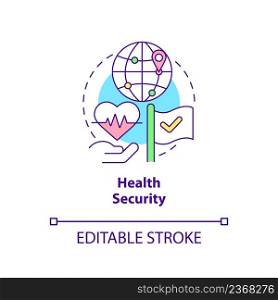 Health security concept icon. Citizens service. Element of national safety abstract idea thin line illustration. Isolated outline drawing. Editable stroke. Arial, Myriad Pro-Bold fonts used. Health security concept icon