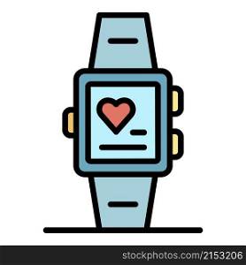 Health smartwatch icon. Outline health smartwatch vector icon color flat isolated. Health smartwatch icon color outline vector