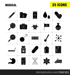 Health Solid Glyph Icons Set For Infographics, Mobile UX/UI Kit And Print Design. Include: Syringe, Medical, Medicine, Hospital, Stethoscope, Medical, Medicine, Doctor, Eps 10 - Vector