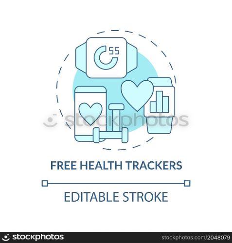 Health trackers for staff concept icon. Calorie monitoring. Activity tracking abstract idea thin line illustration. Isolated outline drawing. Editable stroke. Roboto-Medium, Myriad Pro-Bold fonts used. Health trackers for staff concept icon