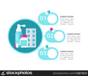 Health treatment infographic chart design template. Helping with sickness. Abstract vector infochart with blank copy spaces. Instructional graphics with 3 step sequence. Visual data presentation. Health treatment infographic chart design template