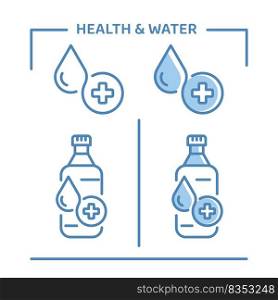Health water symbol logo design. Bottle healthy pure natural organic water drink symbol vector icon.