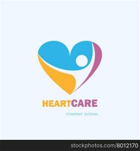 Healthcare &amp; Medical symbol with heart shape.Heart Care logo,vector logo template.Vector illustration