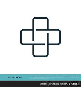 Healthcare Cross Line Art Icon Vector Logo Template Illustration Design. Vector EPS 10.
