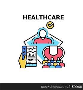 Healthcare hospital health. medical clinic. doctor care. nurse technology. pharmacy help vector concept color illustration. Healthcare icon vector illustration
