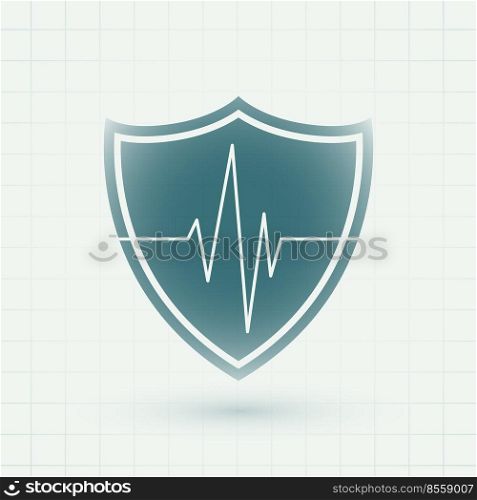 healthcare medical shield with heartbeat lines symbol