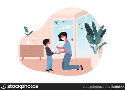 Healthcare, quarantine, covid19 protection, 2019ncov, coronavirus infection concept. Mother and kid hand antiseptic treatment. Coronavirus protection. Covid19 desease. 2019ncov infection. Quarantine.. Healthcare, quarantine, covid19 protection, 2019ncov, coronavirus infection concept