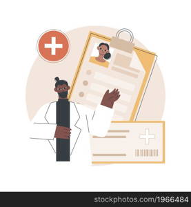 Healthcare smart card abstract concept vector illustration. Manage patient identity, practitioners and pharmacists secure, access to the medical records, improved communication abstract metaphor.. Healthcare smart card abstract concept vector illustration.