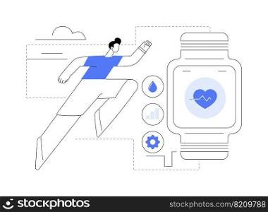 Healthcare trackers wearables and sensors abstract concept vector illustration. Wearable device, heart rate real time tracker, wrist physiology sensor, healthcare technology abstract metaphor.. Healthcare trackers wearables and sensors abstract concept vector illustration.