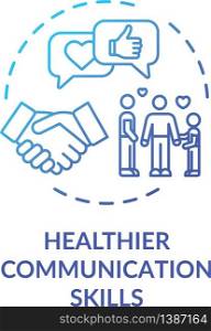 Healthier communication skills concept icon. People conversation. Best friends chatting. Business agreement idea thin line illustration. Vector isolated outline RGB color drawing. Healthier communication skills concept icon