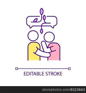 Healthiest way to communicate RGB color icon. Conflict resolution. Effective exchange of feelings. Isolated vector illustration. Simple filled line drawing. Editable stroke. Arial font used. Healthiest way to communicate RGB color icon