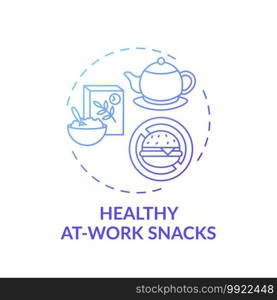 Healthy at-work snacks concept icon. Workplace wellness ex&le idea thin line illustration. Battle high cholesterol. Increasing productivity. Vector isolated outline RGB color drawing. Healthy at-work snacks concept icon