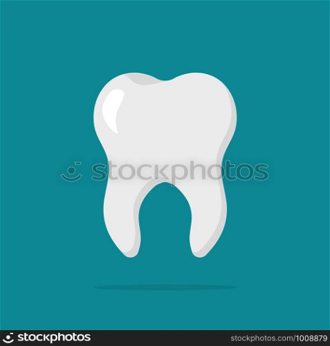 healthy clean white tooth with shadow in flat style. healthy clean white tooth with shadow in flat