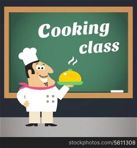 Healthy delicious food cooking and planning skills improvement class with professional chef advertising poster template vector illustration
