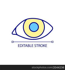 Healthy eye RGB color icon. Quickly notice significant improvement in vision. Fast recovery and safe surgery. Isolated vector illustration. Simple filled line drawing. Editable stroke. Healthy eye RGB color icon