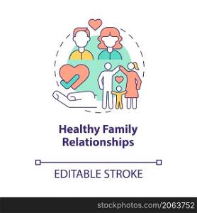Healthy family relationship concept icon. Balanced lifestyle abstract idea thin line illustration. Isolated outline drawing. Editable stroke. Roboto-Medium, Myriad Pro-Bold fonts used. Healthy family relationship concept icon