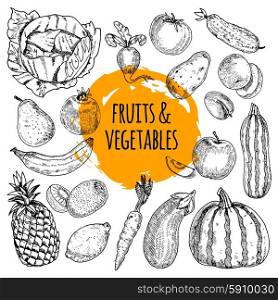 Healthy food collection hand drawn doodle . Healthy food pictograms arrangement of fruits and vegetables collection hand drawn doodle style abstract vector illustration