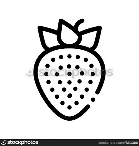 Healthy Food Fruit Strawberry Vector Sign Icon Thin Line. Bio Eco Sweet Berry Strawberry With Seeds Linear Pictogram. Organic Healthcare Vitamin Delicious Nutrition Monochrome Contour Illustration. Healthy Food Fruit Strawberry Vector Sign Icon