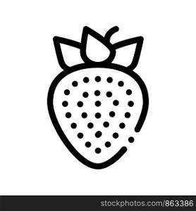 Healthy Food Fruit Strawberry Vector Sign Icon Thin Line. Bio Eco Sweet Berry Strawberry With Seeds Linear Pictogram. Organic Healthcare Vitamin Delicious Nutrition Monochrome Contour Illustration. Healthy Food Fruit Strawberry Vector Sign Icon