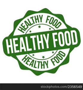 Healthy food grunge rubber stamp on white background, vector illustration