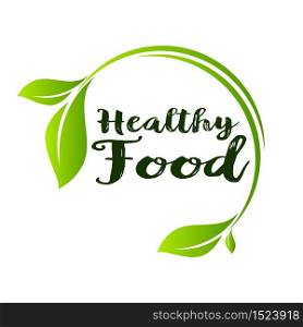 Healthy Food Lettering in Round Frame
