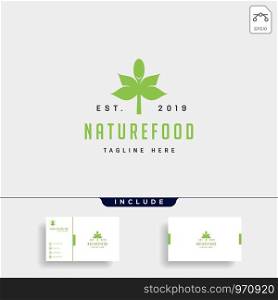 healthy food nature simple flat logo design vector illustration, logo with business card. healthy food nature simple flat logo design vector illustration