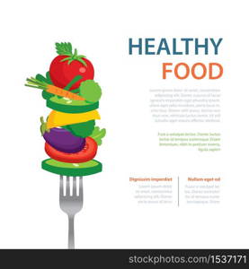 healthy food on the fork diet concept fruits and vegetables