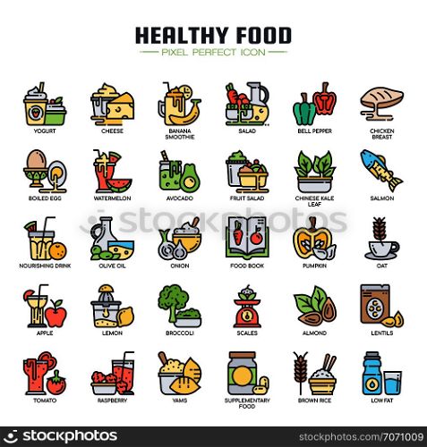 Healthy Food , Thin Line and Pixel Perfect Icons