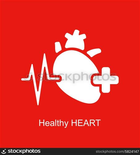 Healthy Heart icon on white background. Illustration Medical Logo of Healthy Heart - Vector