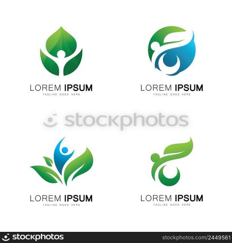 Healthy Human character vector logo template illustration. Ecological and biological product concept sign.