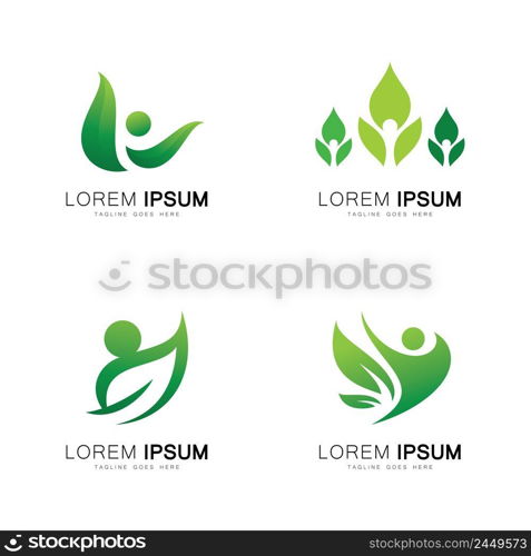 Healthy Human character vector logo template illustration. Ecological and biological product concept sign.