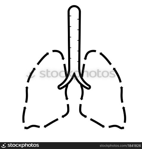 Healthy human lungs icon in sketchy linear style. Isolated vector on white background