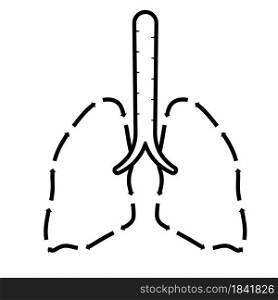 Healthy human lungs icon in sketchy linear style. Isolated vector on white background