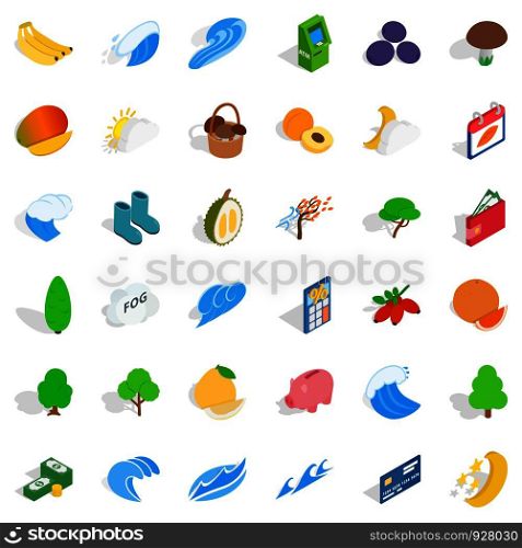 Healthy icons set. Isometric style of 36 healthy vector icons for web isolated on white background. Healthy icons set, isometric style