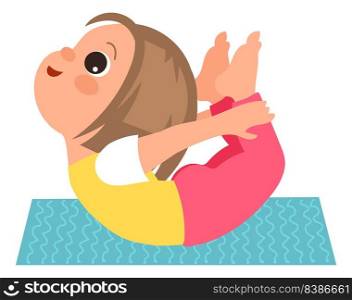 Healthy kid physical activity. Girl yoga exercise isolated on white background. Healthy kid physical activity. Girl yoga exercise