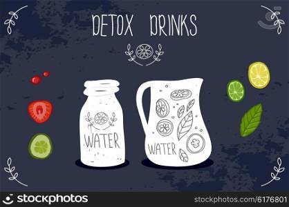 Healthy life, detox drink. Vector