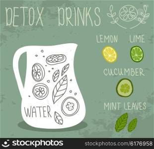 Healthy life, detox drink. Vector
