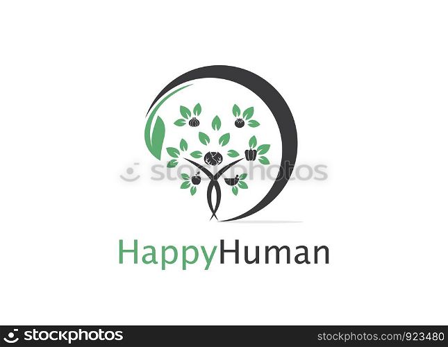 Healthy life logo templates for wellness center, spa salon or yoga studio. Harmony with nature. Creative green emblems with abstract human silhouettes and leaves.