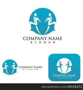 Healthy Life people jump Logo template vector icon 